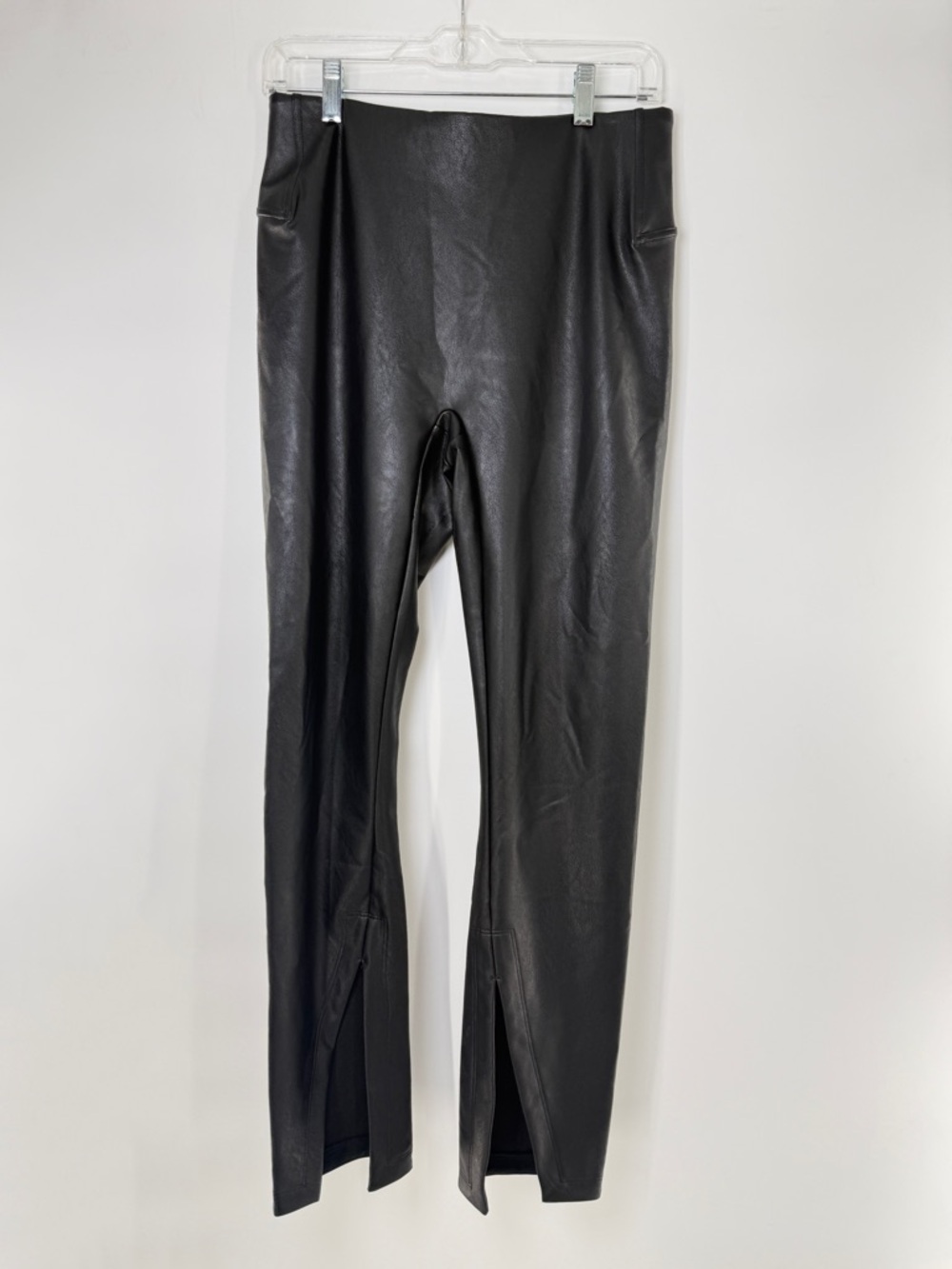 SPANX Women’s Split Leg-Hem Faux Leather Straight Leg Pants Black Size Large - Picture 3 of 14